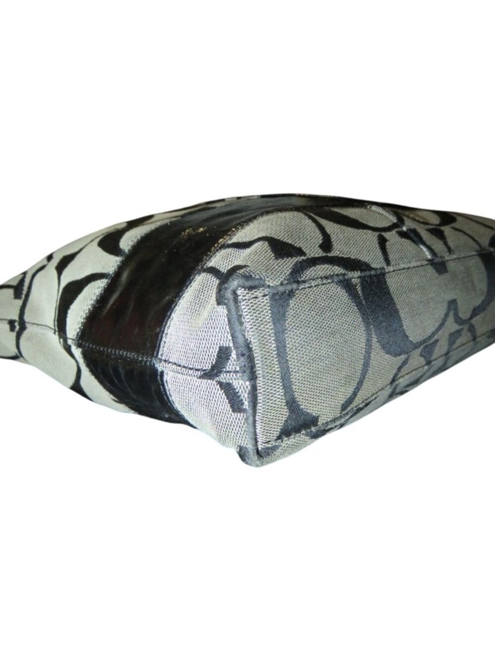 Coach 2008 Cursive Creed Limited Edition Signature Stripe Canvas & Leather Tote - Picture 6 of 9